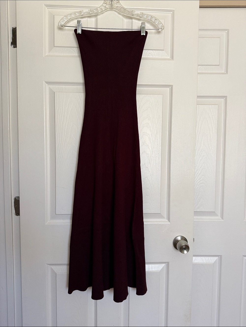 H&M Burgundy Strapless Midi Dress XS